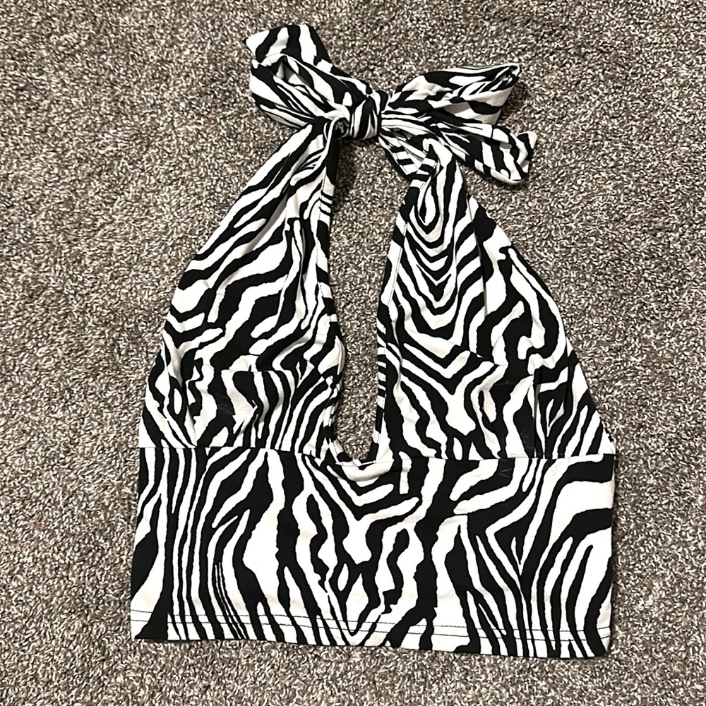 Zebra halter crop top
